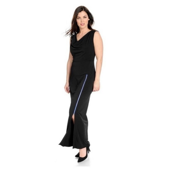 Allure Dresses & Skirts - Allure by Julia K. Black Knit Sleeveless Zipper Slit Front Maxi Dress NWT 2X